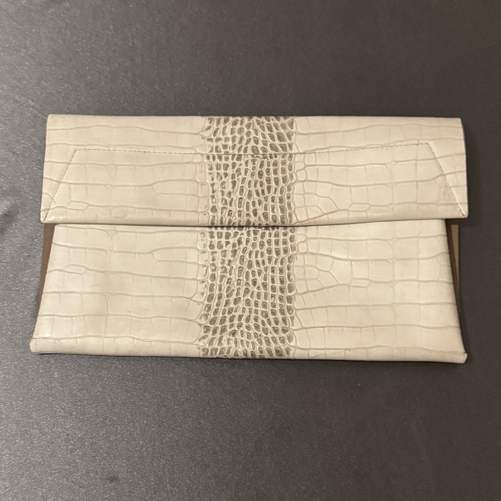 Christian Siriano White Croc-Embossed Envelope Clutch (Limited Edition)